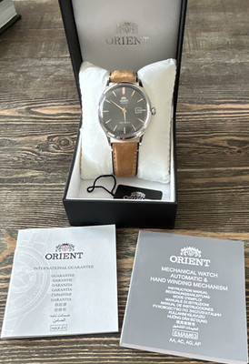 Orient FAC08003A Classic Automatic Men's Watch Black Dial Date Brown Leather