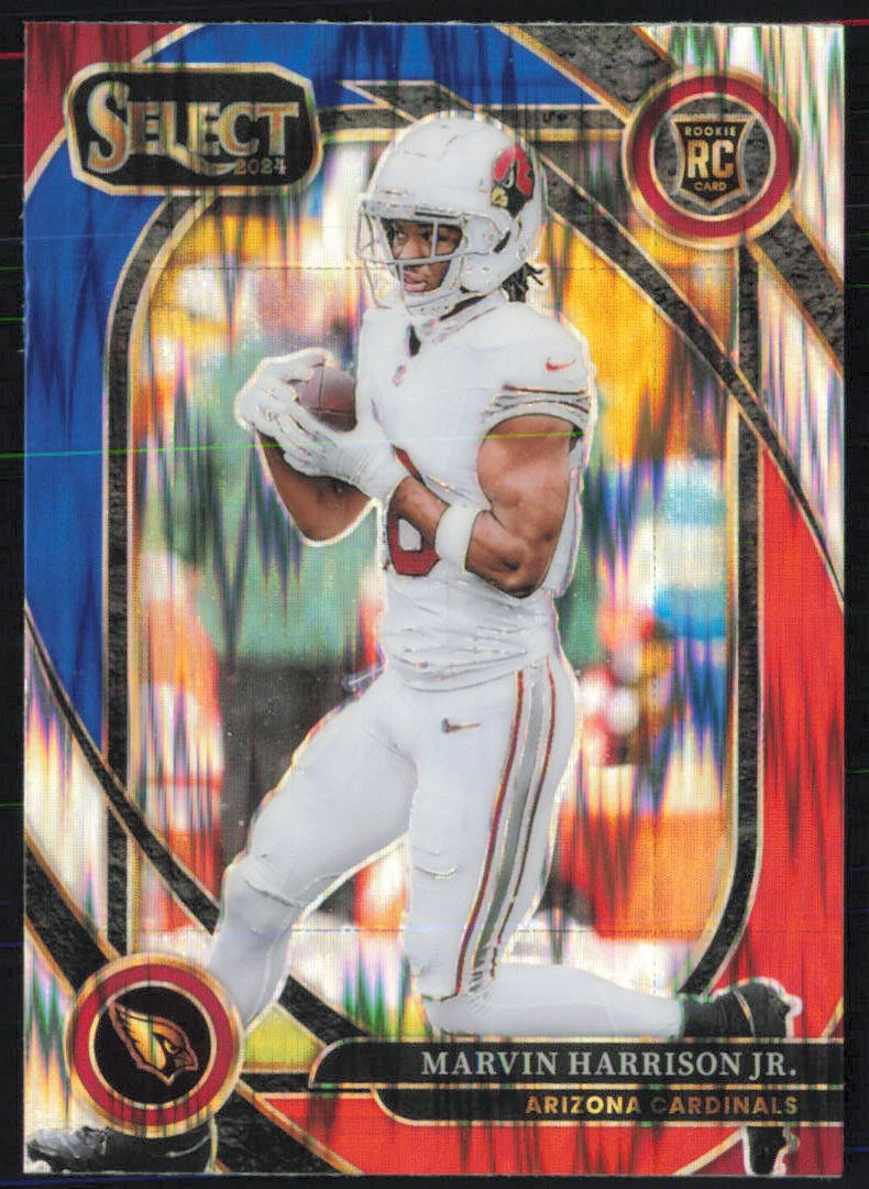 Marvin Harrison Jr. 2024 Panini Select Red & Blue Prizm Shock #219 RC Cardinals