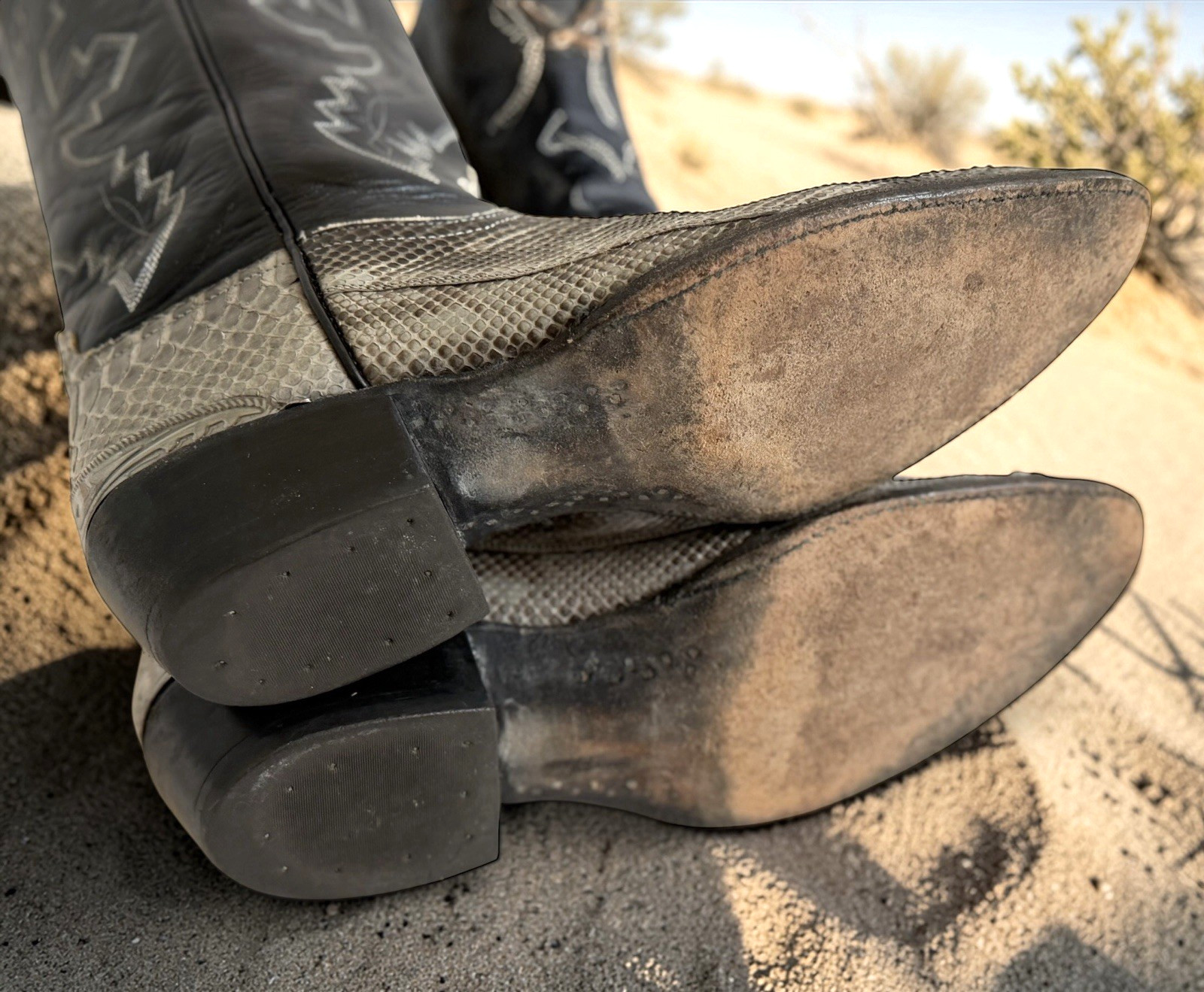 Vtg Mens Anderson Bean 9.5 E Python Snakeskin Bla… - image 14