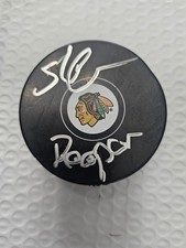 STU GRIMSON SIGNED CHICAGO BLACKHAWKS PUCK THE GRIM REAPER
