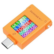 USB C Power Meter USB C Tester, 6-Digit USB Multimeter 4.5-50V 0-12A Two Orange
