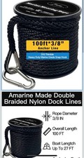 100 FT Double Braided Nylon Boat Anchor Rope 3/8inch with 316 Stainless Steel...