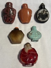 Antique Chinese Snuff Bottle Collection Estate Lot Agate Turquoise Fish Glass 6