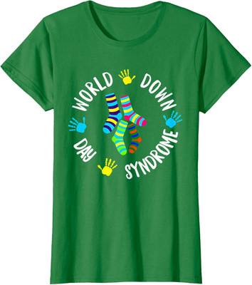World Down Syndrome Day Awareness Socks Down Right Ladies' Crewneck T-Shirt