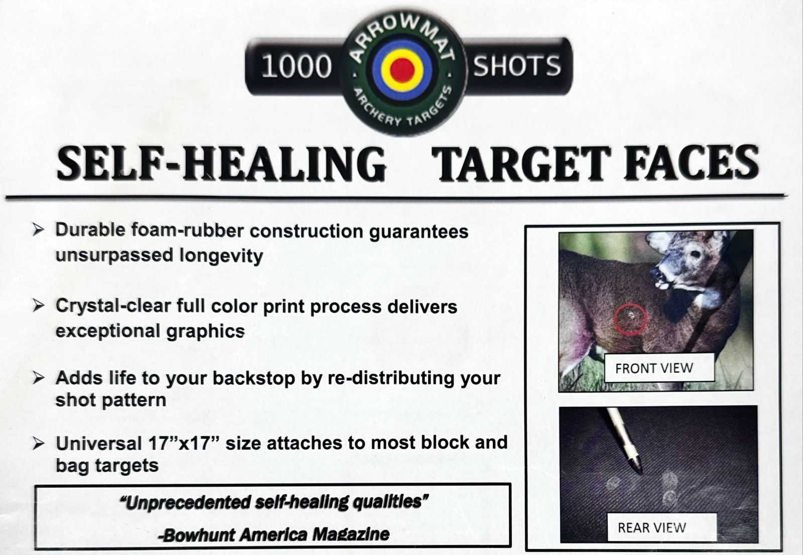 Arrowmat Self-Healing Foam Archery Target Face 17x17