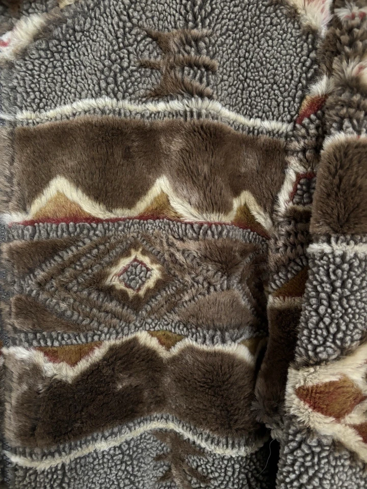 Vintage Woolrich Jacket Women’s L Brown Aztec Teddy/Sherpa Southwest Zip Casual - Image 4 of 4