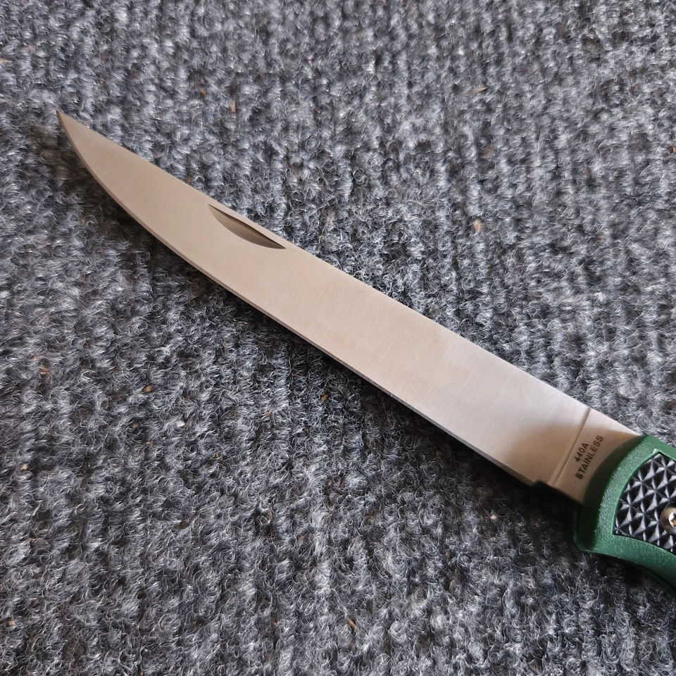 Cuchillo Plegable Exterior Borde Pez y Hueso 440A Hoja Inoxidable Bolsillo Foto 2 de 4