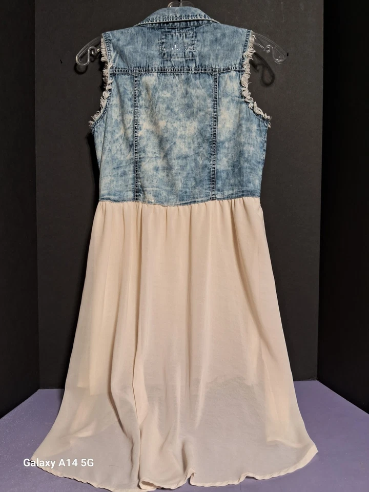 Guess Kids Youth girls short sleeve denim tulle dress Size M Decorated - Image 3 of 4