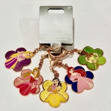 2026 Disney Princess Keychain Set 5 Charms Rose Gold Parks Exclusive NEW