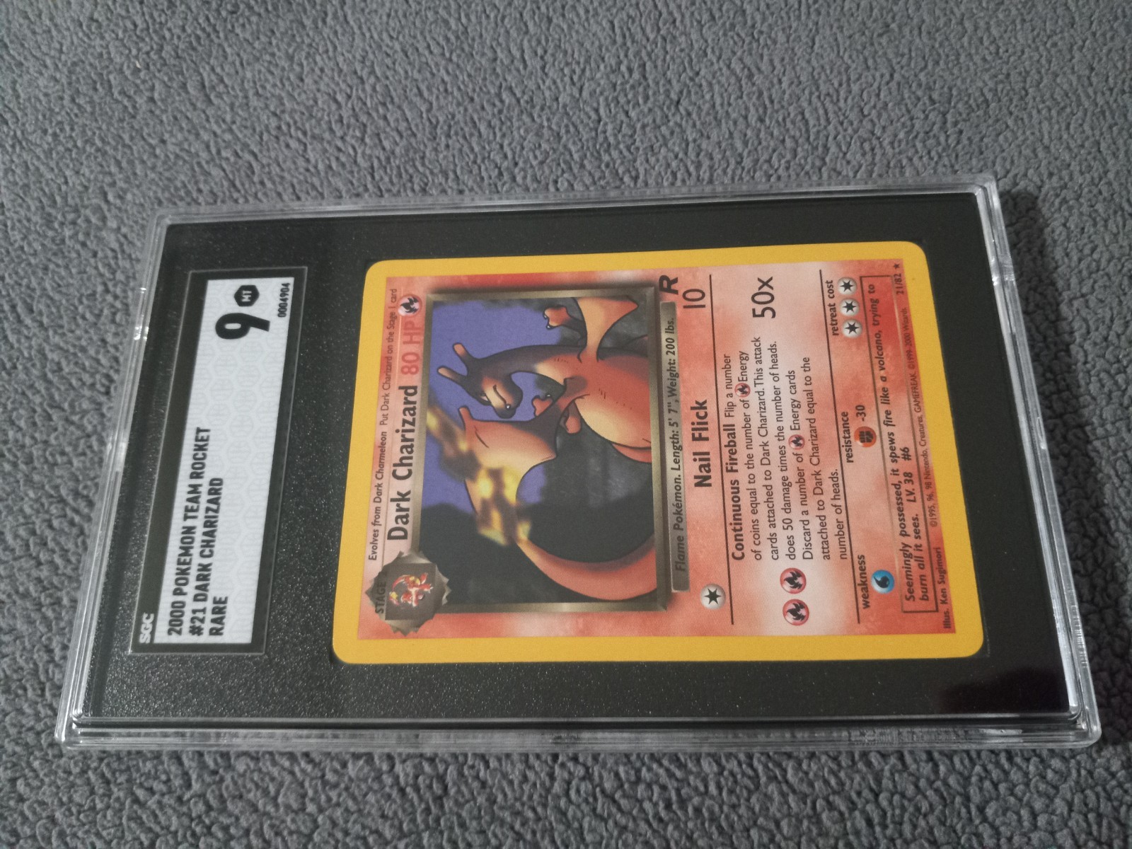 2000 Vintage Pokemon - Dark Charizard #21 Team Rocket 21/82 Rare - SGC 9 Mint view 5