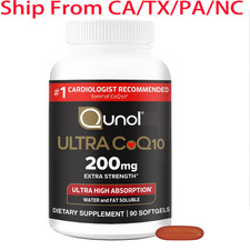 Us Qunol Coq10 Supplements 200mg Softgels - Ultra High Absorption Coenzyme Q10