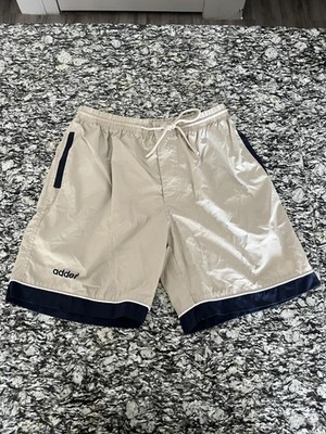 Adder Running Shorts Mens 30 Beige Navy Embroidered Logo Drawstring Outdoor
