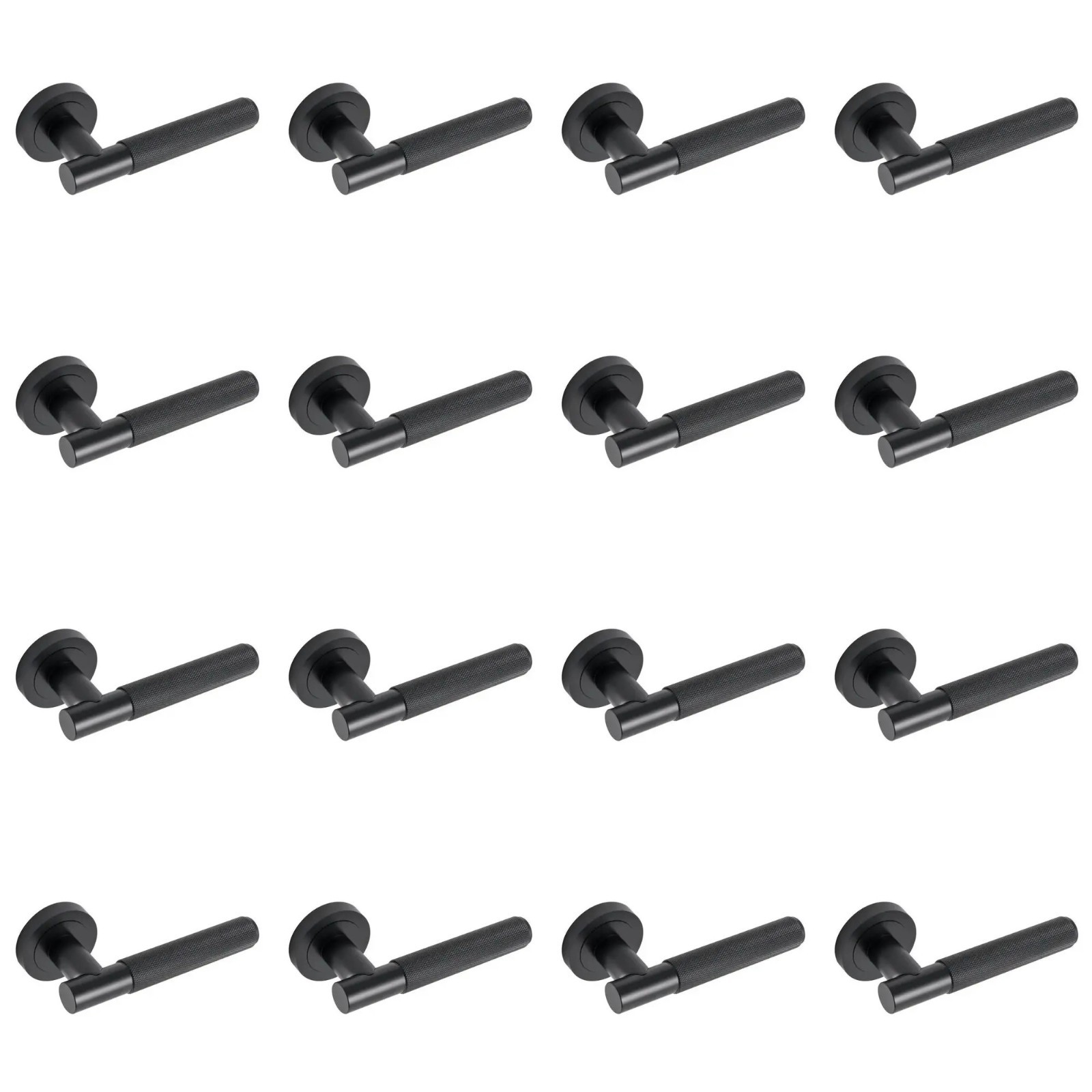 Eclipse Knurled Lever on Rose - Matt Black - 8 Pairs