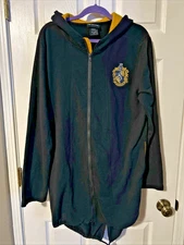 Harry Potter Wizarding World HUFFLEPUFF Zip Hoodie Cloak SZ Large LONG Black