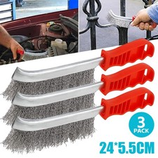 3x Heavy Duty Wire Hand Brush Stainless Steel Bristles Rust Paint Metal Removal