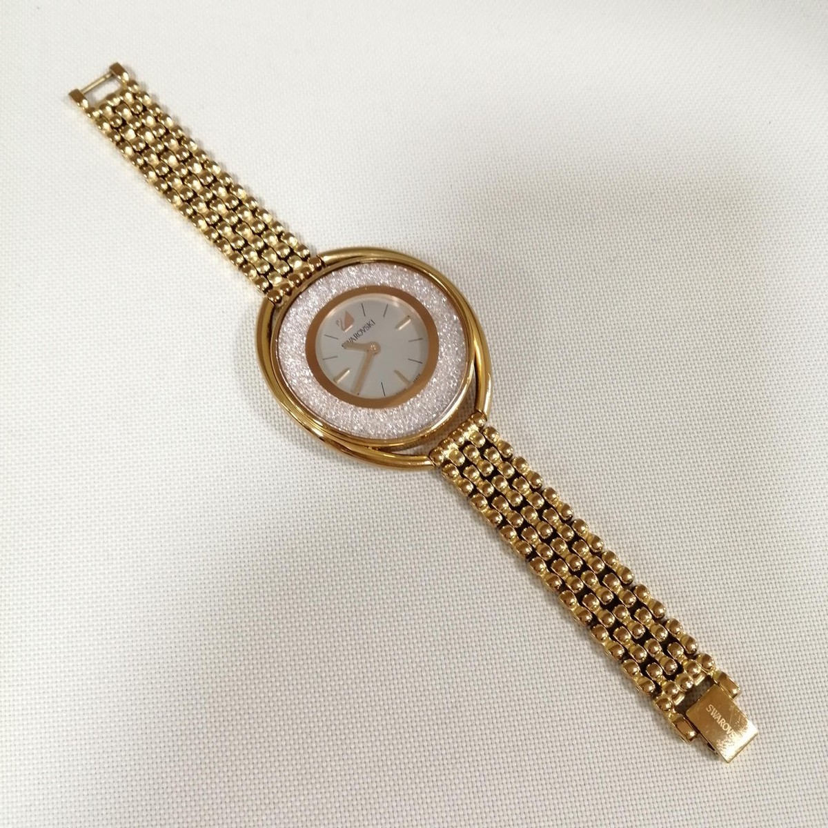 Swarovski ゴールドクリスタルウォッチ★希少 Swarovski Watch Ellis Crystal Quartz Rhinestone PinkGold
