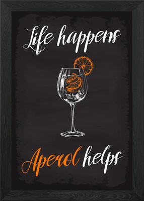 Life happens Aperol hilft Gerahmtes Wandbild Poster Leinwanddruck Bild