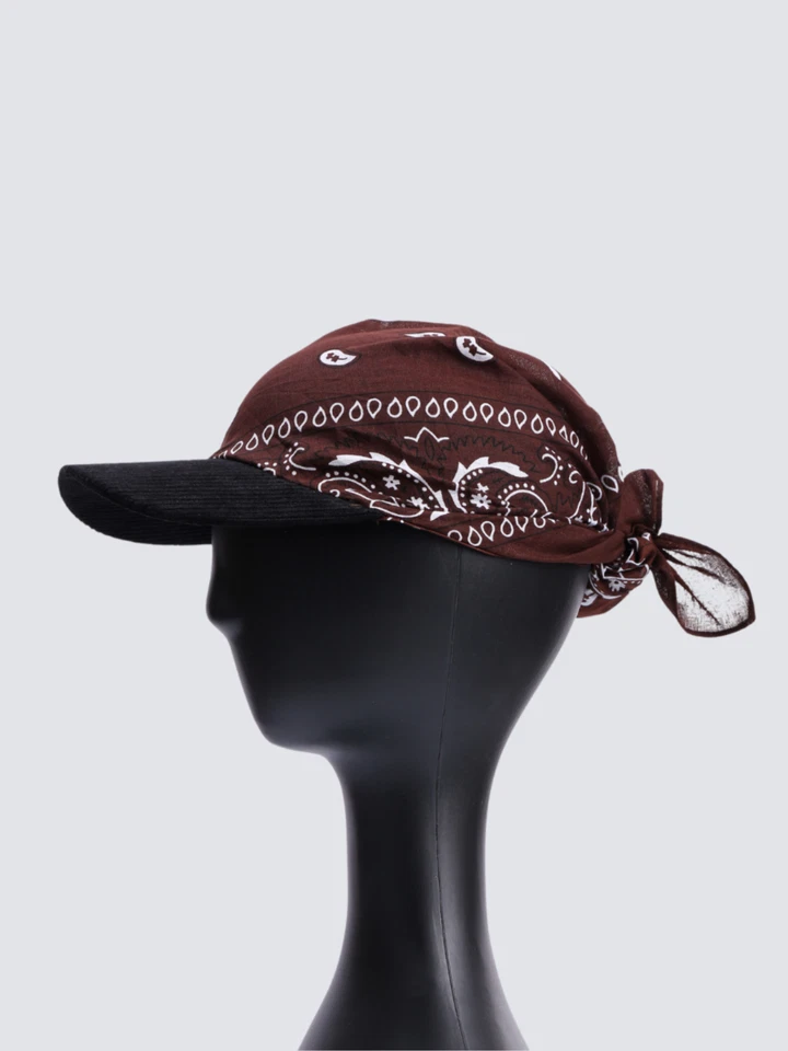 Corduroy Brim Bandana Hat – Handmade Cotton Brimmed Headwear, Unisex, Trendy - Image 4 of 4