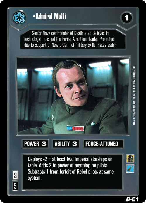 Star Wars CCG Limited Premiere BB M/NM Admiral Motti