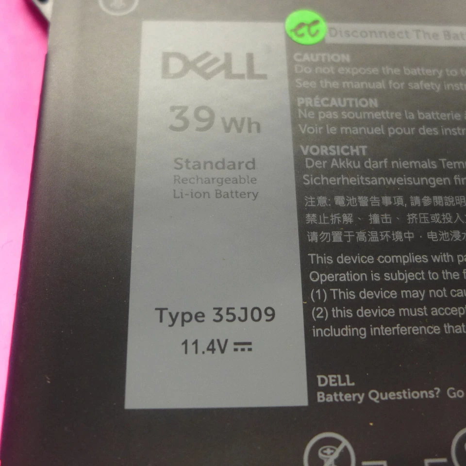 Batería genuina para computadora portátil Dell Latitude 7410 2 en 1 7410 39Wh de 3 celdas YJ9RP 35J09 Foto 3 de 3