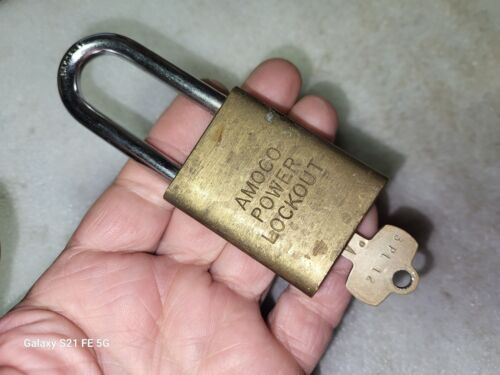 Vintage Arrow Amoco Oil Power Lockout Brass Padlock with Key