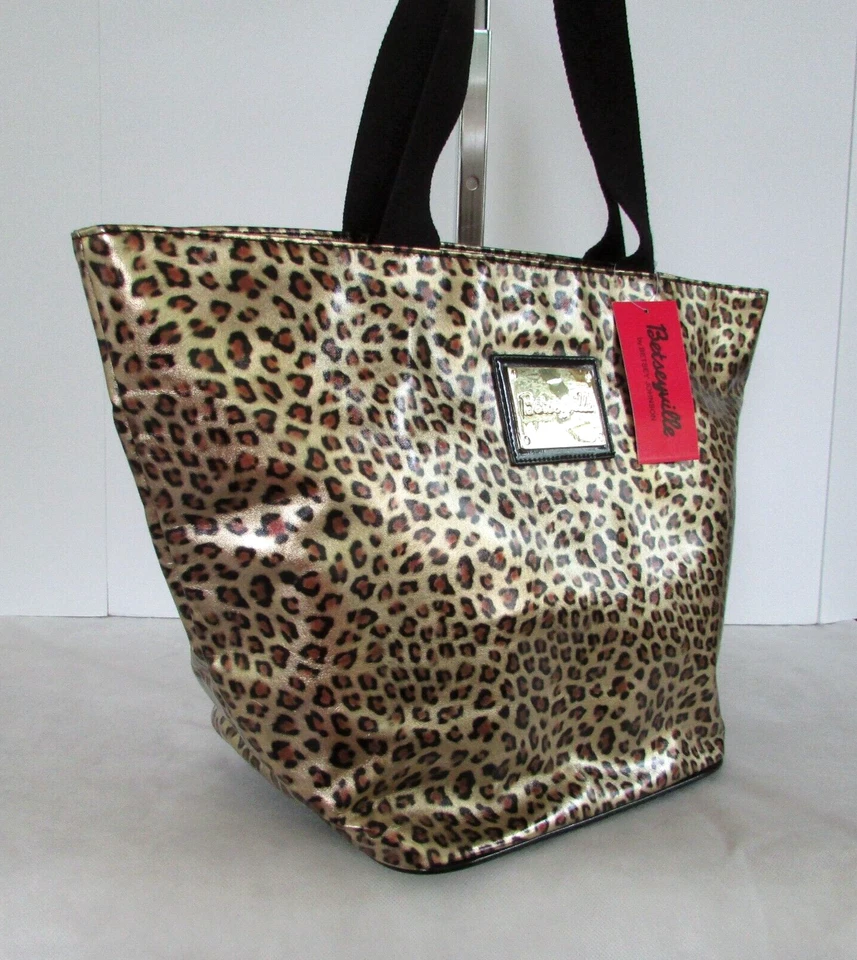 Bolso de Mano Betsey Johnson Cheetah Shopper Cartera Betseyville RARO Metálico Dorado Nuevo con Etiquetas Foto 3 de 4