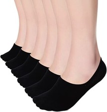 6,12x Pairs Mens Womens White & Black Cotton Rich Summer Invisible Trainer Socks