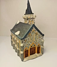 Dickensville Porcelain Cobblestone Church & Steeple HAS BEEN REPAIRED & NO LIGHT