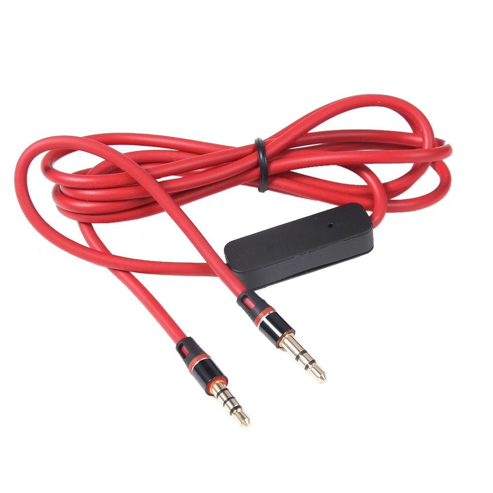 RED 3.5mm Audio Cable AUX In Cord w MIC For Beats Solo HD Solo 2