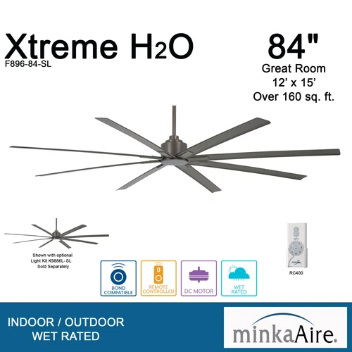 Minka Aire Xtreme H2O 84" Indoor/Outdoor Ceiling Fan, Smoked Iron - Picture 4 of 4