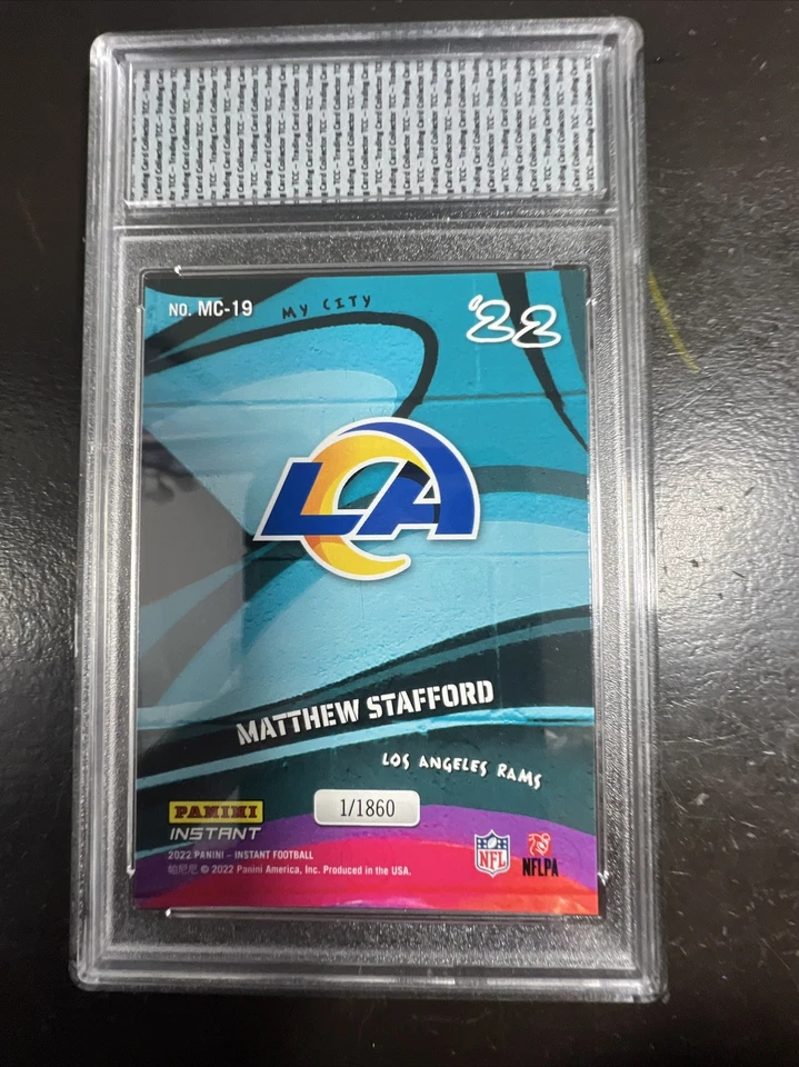 2022 Panini Instant My City Matthew Stafford 1/1860 TCC Graded Gem Mint 10 - Image 2 of 2