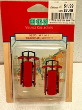 Vintage (1995) Lemax Village Collection Sled, Set of 2 (#54104A)