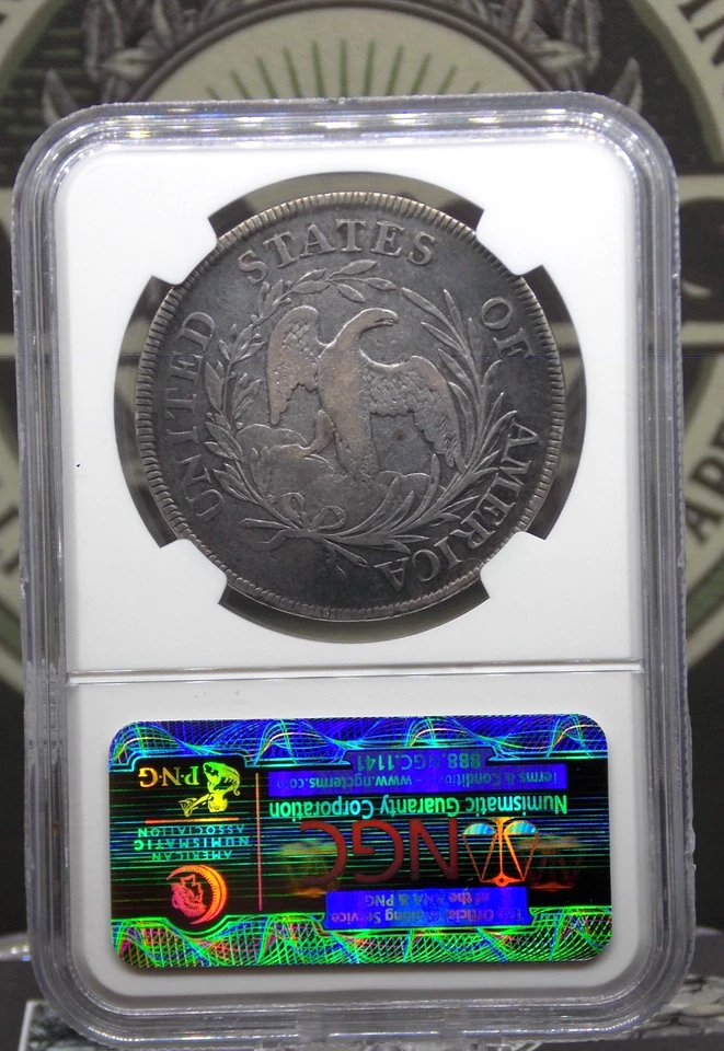 1797 Draped BUST Silver One Dollar 9X7 Stars Lg Letters $1 NGC VF Details #003 - Image 4 of 4