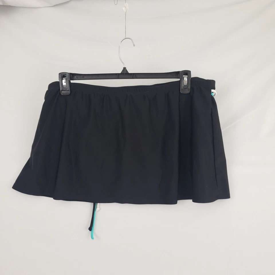 Ana Women’s Bikini Bottom swim skirt, Black with teal white black belt size 18W - Image 2 of 3