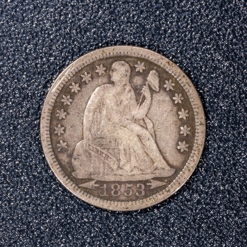 1853 Seated Liberty Dime With Arrows Nice Old US Minted Coin