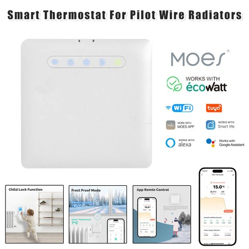Wifi Tuya Termostato Inteligente para Piloto Alambre Calefacción Radiador Alexa Google MOES - Imagen 2 de 24
