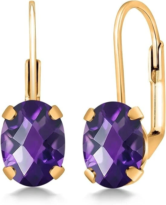 14k Citrin Ohrring 925 Sterlingsilber Rückseiten Hebel November Geburtsstein - Bild 2 von 4