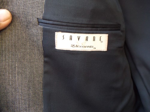 SAVANE ELEMENTS WOVEN NAVY/GRAY Blazer Size 40R 3 Button Suit Sport Coat Jacket - Picture 3 of 5