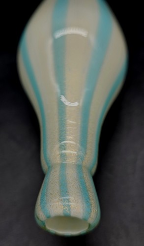 1960s Murano Alfredo Barbini Hand Blown Glass Blue White Circus Tent Bottle - Picture 7 of 22