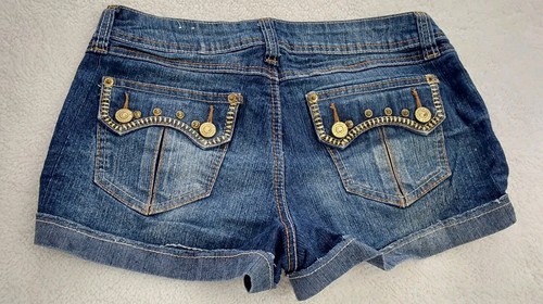 Southpole Shorts Women's Size 7 Blue Denim Distressed Stretch Pockets Summer - Picture 3 of 8