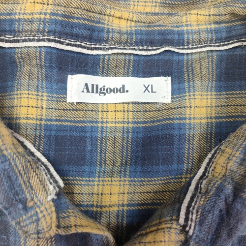 ALLGOOD Shirt Men's Button Up Size XL Flanno Long Sleeve Boho Skater Collared - Foto 4 di 9
