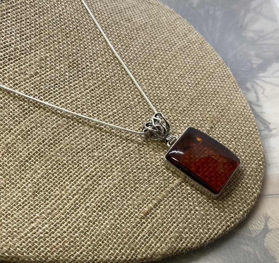 Handmade HONEY AMBER Rectangular 925 Sterling Sil… - image 5