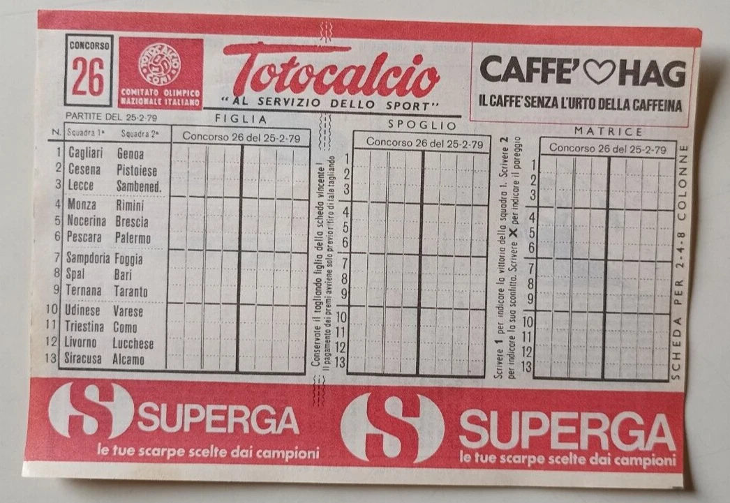 Totocalcio a Lotterie d'epoca da collezione | Acquisti Online su