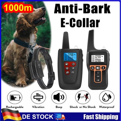 Elektroschock Pet Dog Training E-Halsband Anti-Bark Obedience Stromschlag 1000M