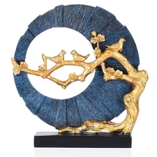 DOVDOV Bird Sculpture Decoration Golden Home Decoration Sculpture Bird Resin ...