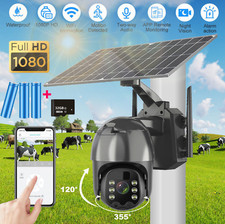 Solar Security Camera HD 1080P Wireless Wifi Outdoor WIFI PTZ With Audio 32 GIG