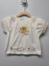 Vtg  Sesame Street Baby Zoe Baby girl 3/6 Month Embroidered Button Shirt Spring