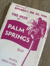 Vintage 1954 PALM SPRINGS CALIFORNIA Directory Guide with Full Map Brochure