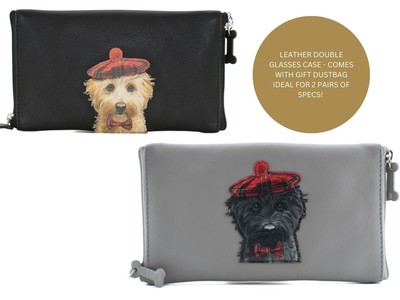 Cocos Dog Design Doppel Brillenetui mit Gesäßtasche, Leder, 19 x 11 cm, Malt