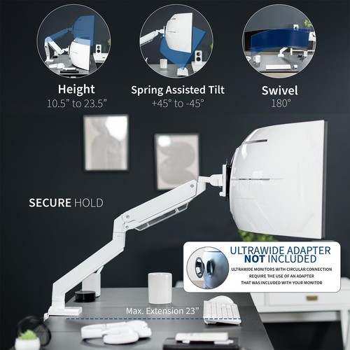 Hochwertiger robuster Monitorarm aus Aluminium für ultrabreite Monitore bis z... - Afbeelding 6 van 9